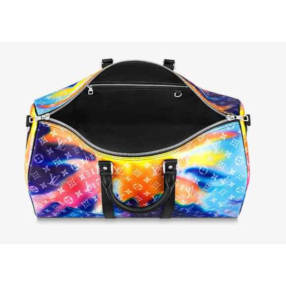 Louis Vuitton Keepall Bandouliere 50 Sunset Multicolor Black Weekend Travel Bag - Picture 11 of 12